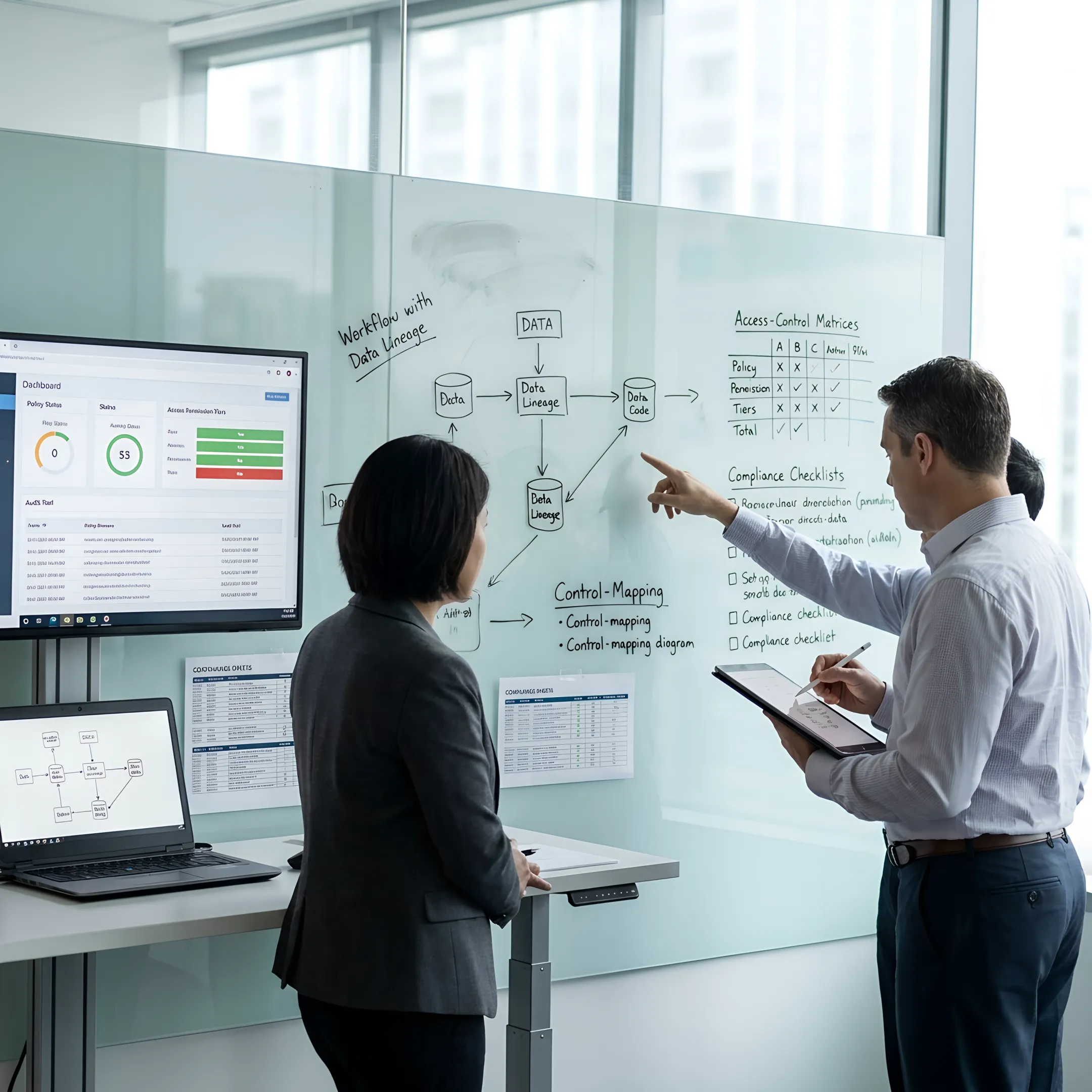 Consultants mapping a data governance process