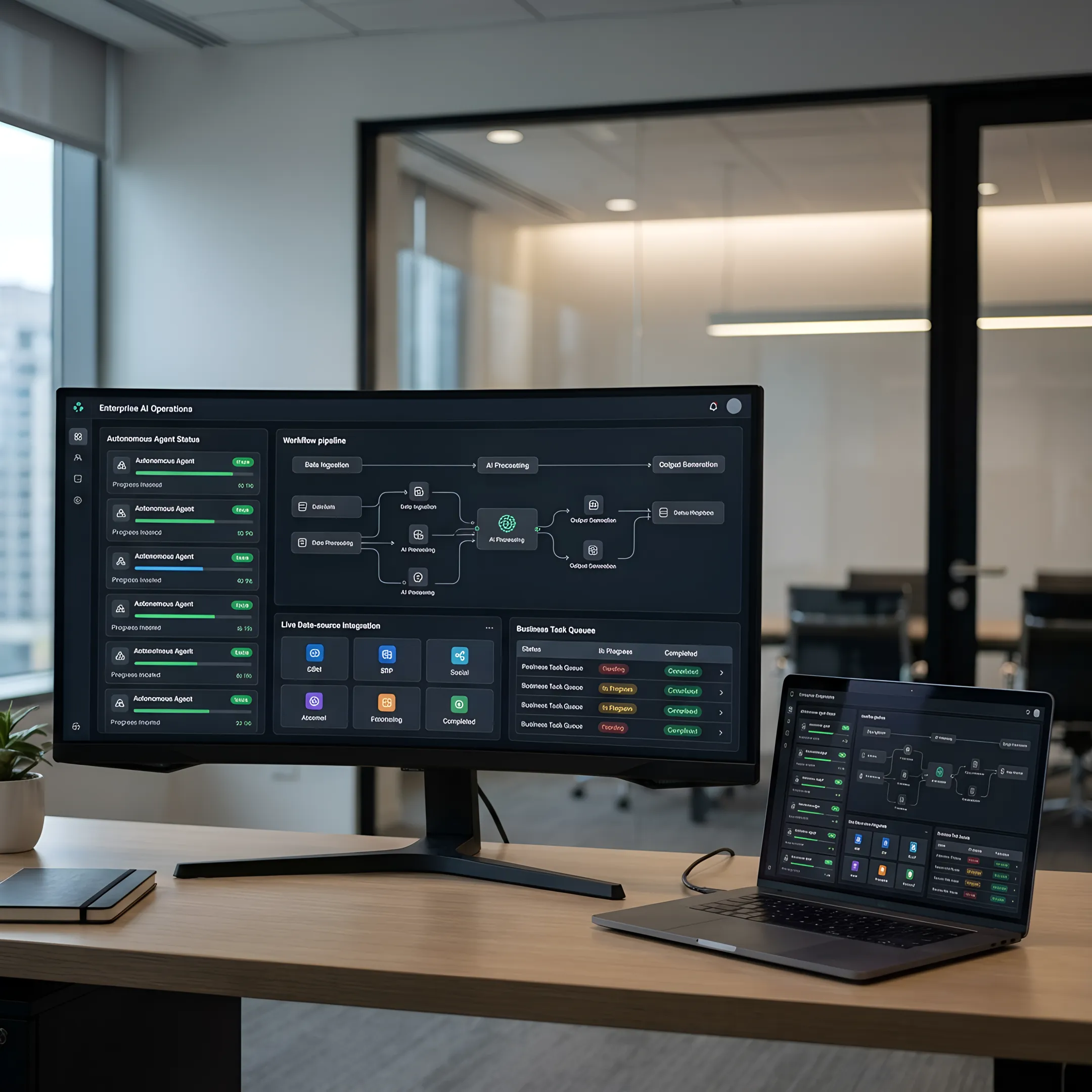 Autonomous AI agents managing enterprise workflows