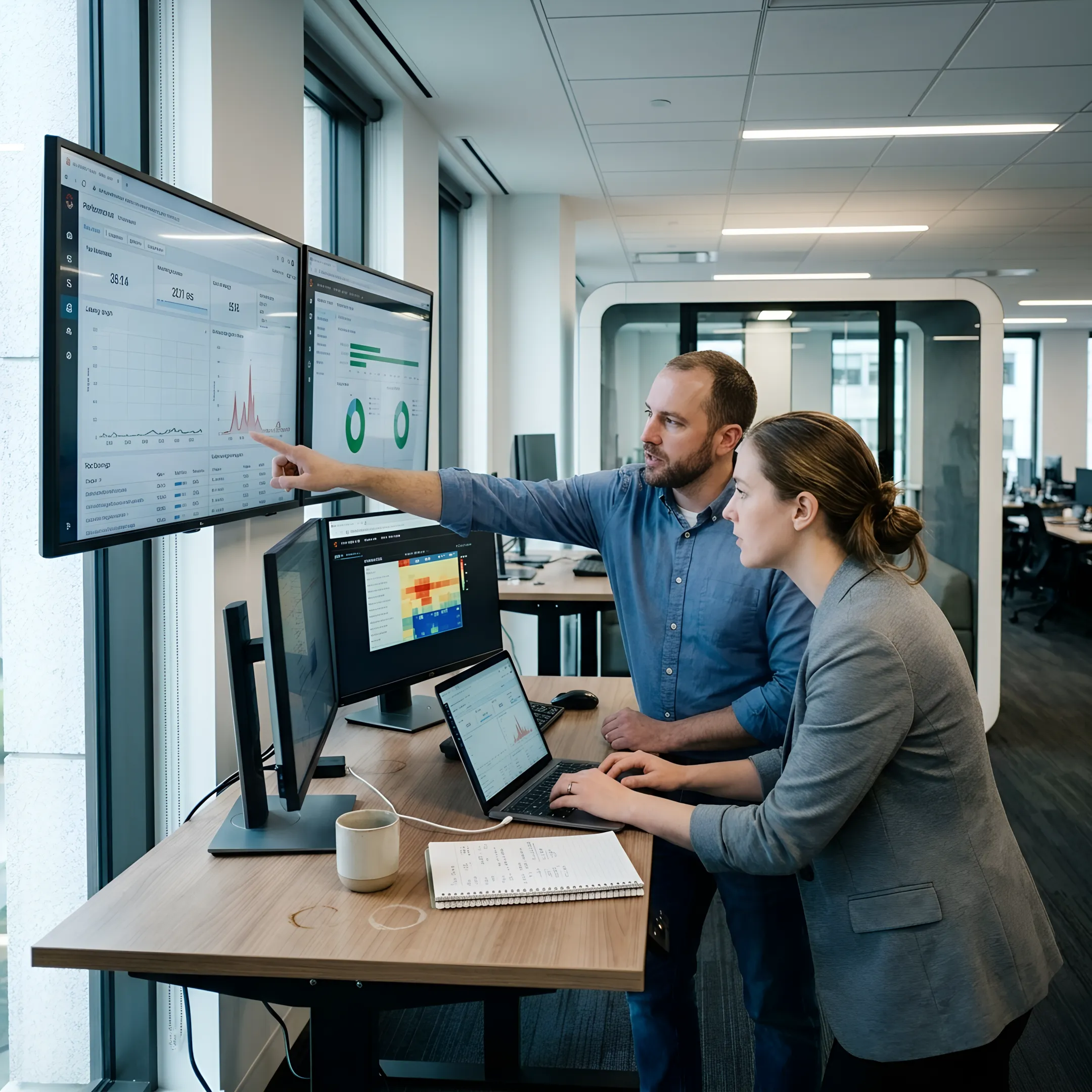 QA team reviewing performance test results