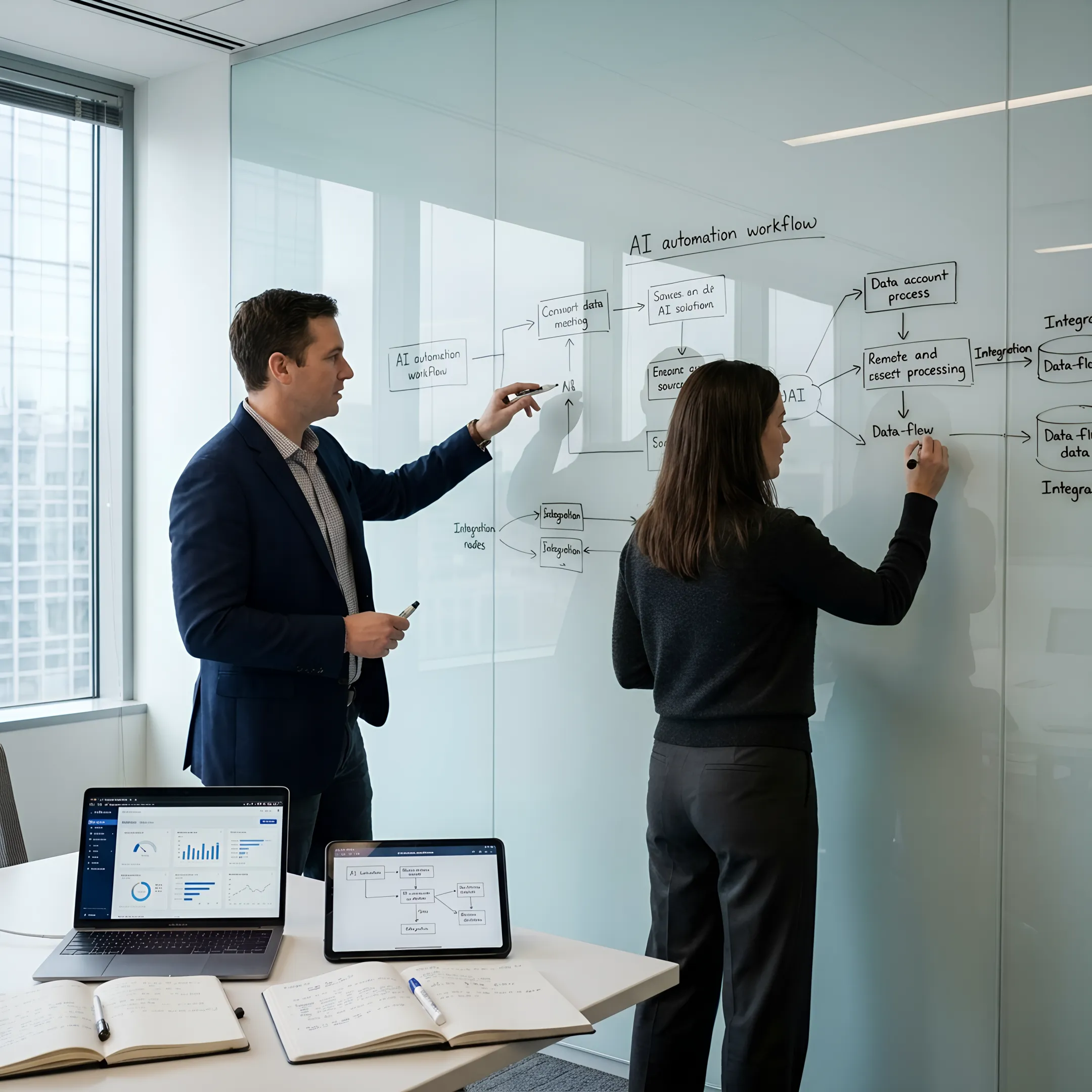 Automation specialists mapping enterprise workflow process