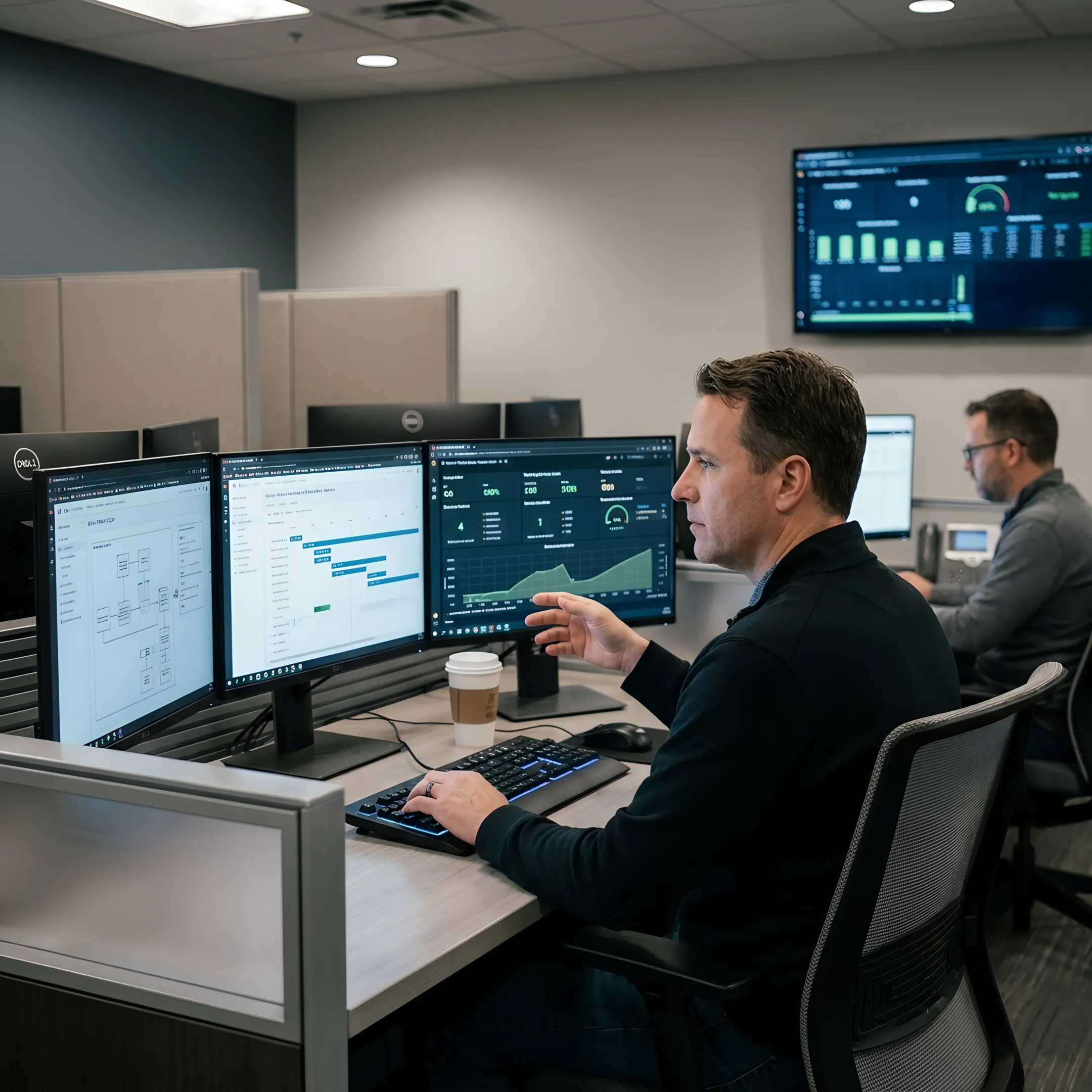 IT specialist reviewing disaster recovery workflow