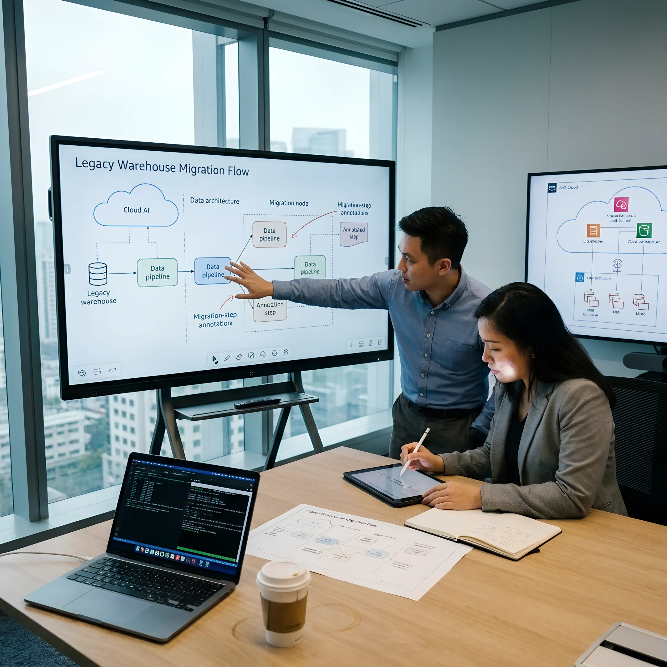Consultants planning an enterprise data warehouse modernization process