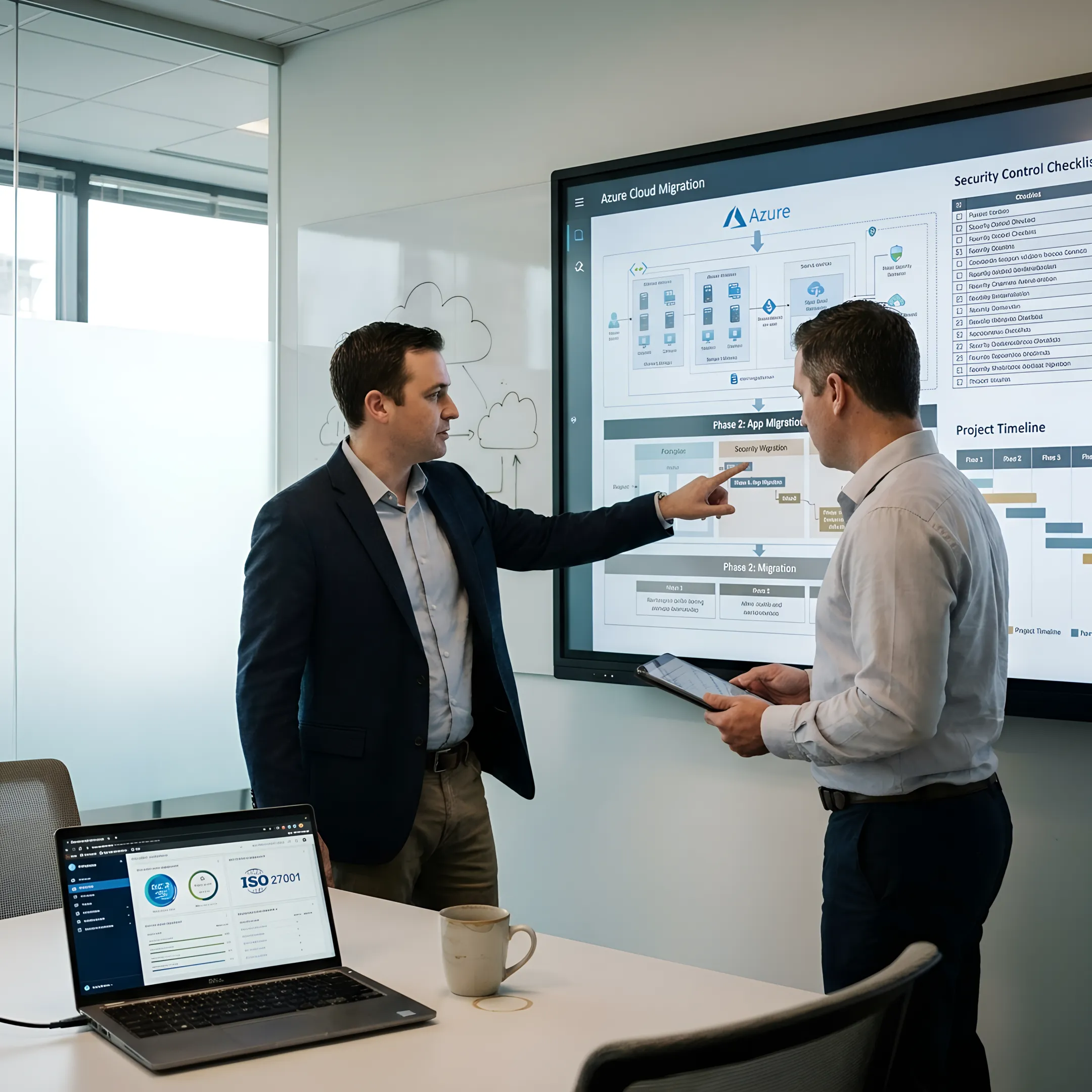 Azure migration team reviewing cloud transformation steps