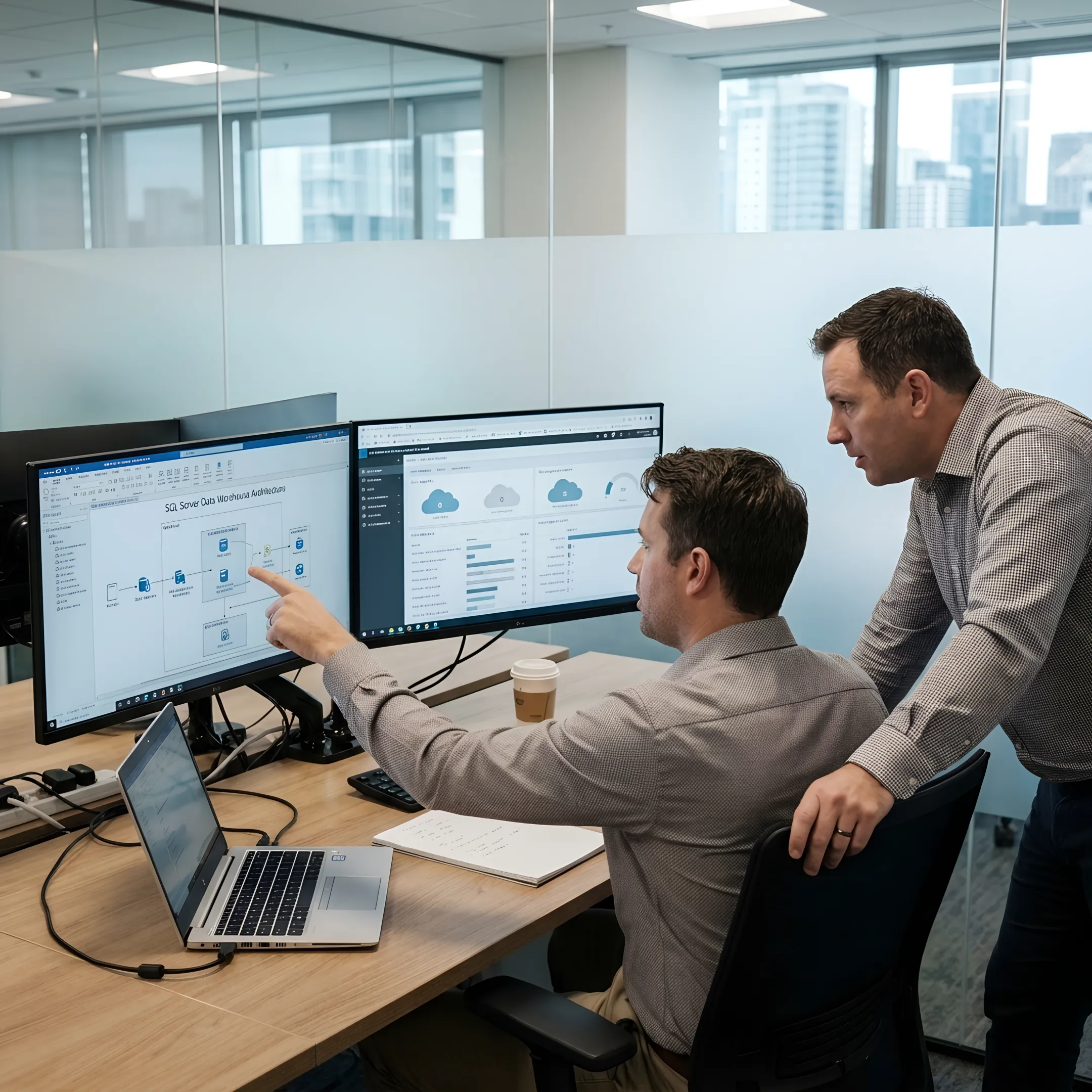 SQL Server data warehouse modernization consultants reviewing cloud migration plans