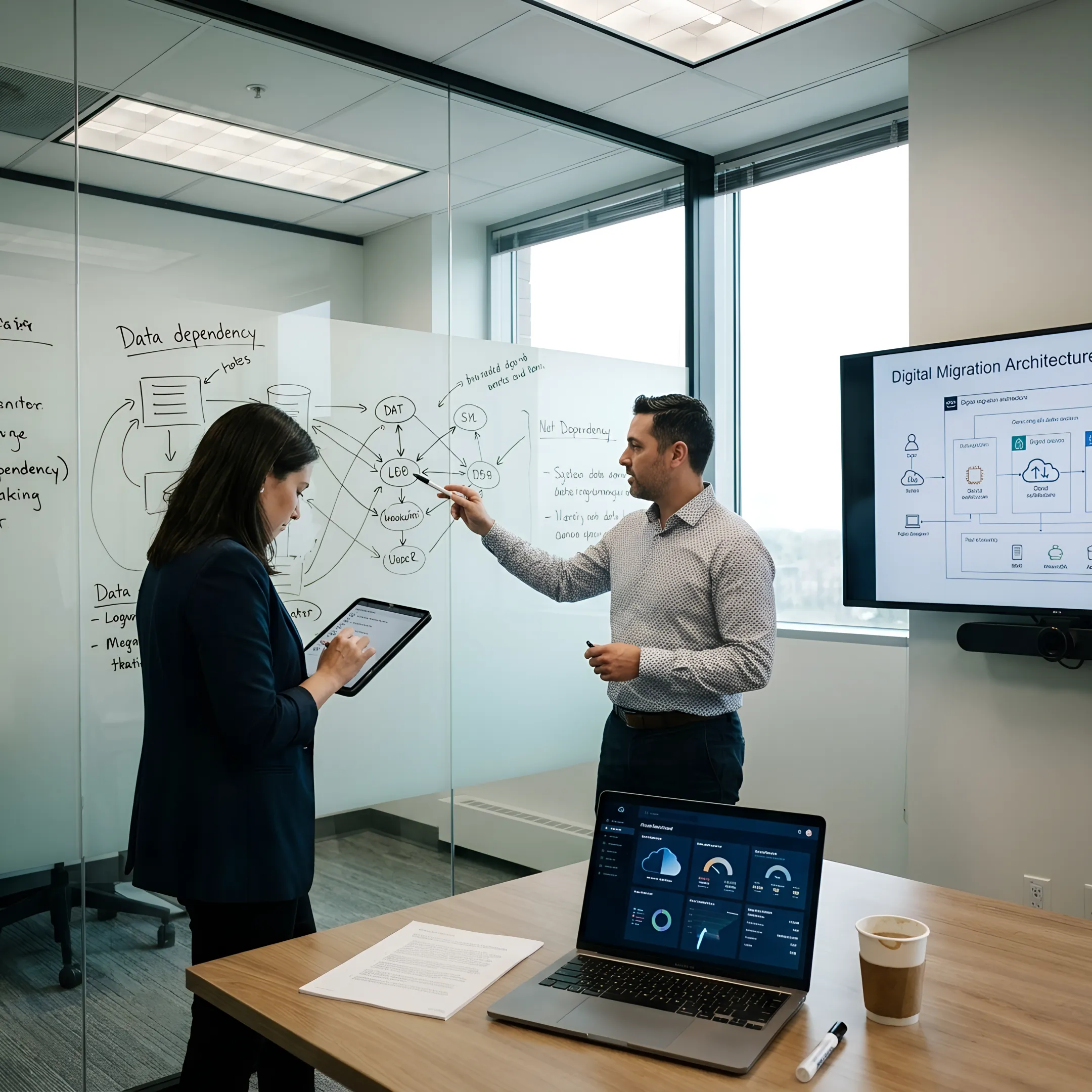 Consultants mapping data migration readiness process