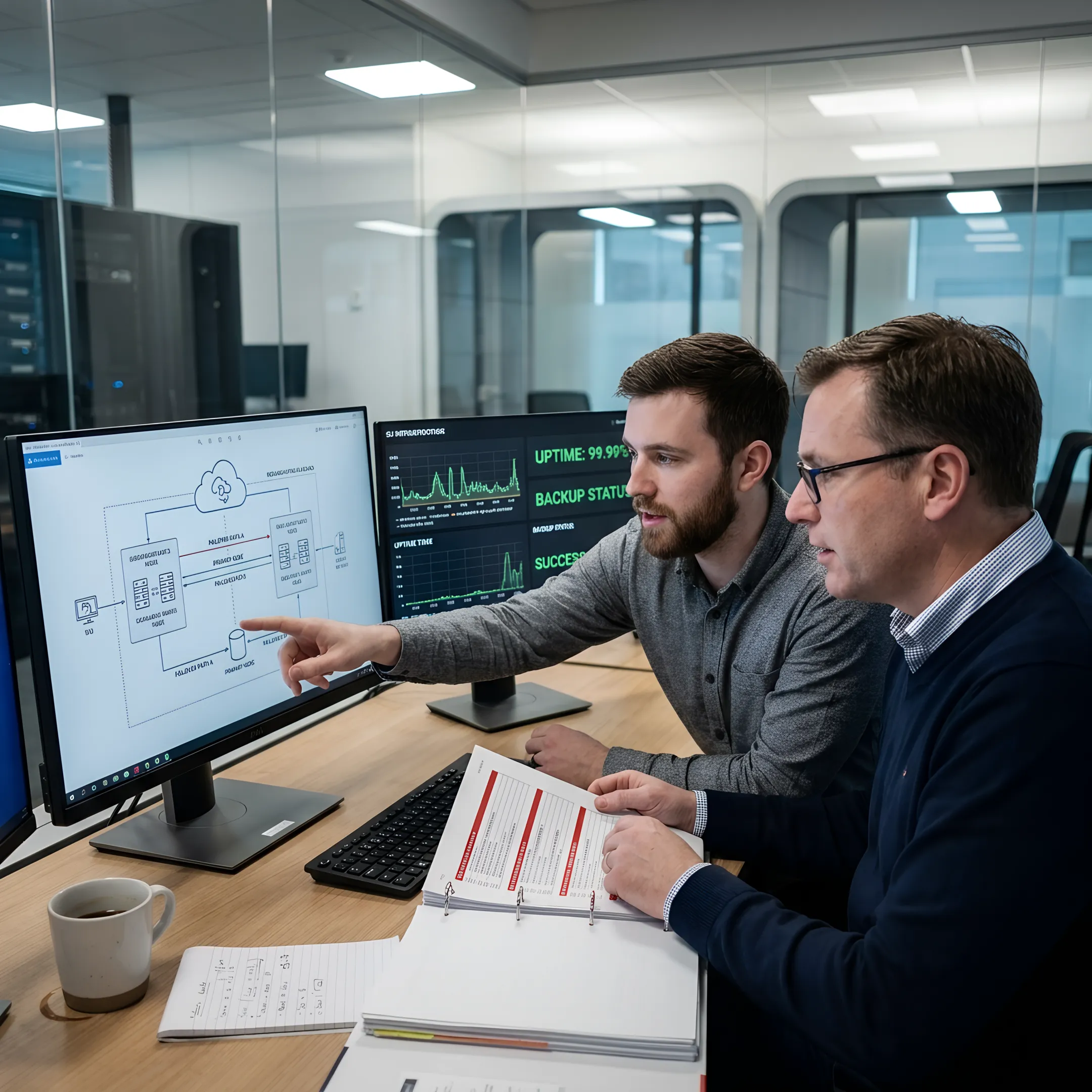 IT team validating disaster recovery process