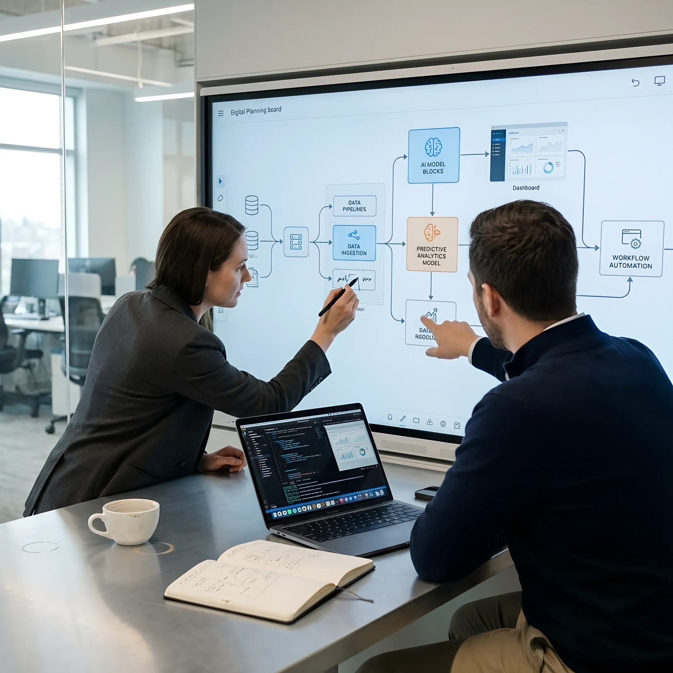 Consultants mapping an analytics implementation process