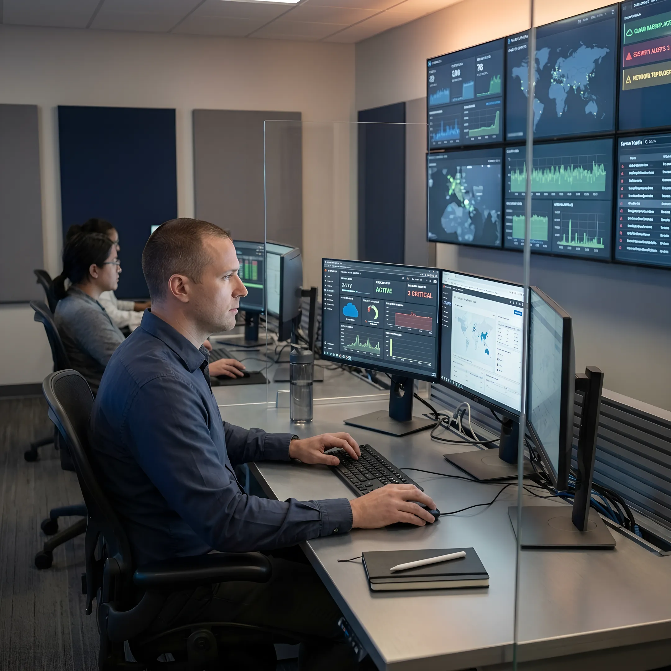Managed IT operations team monitoring enterprise systems