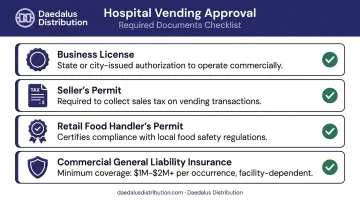 Four required permits and documents for hospital vending machine placement approval