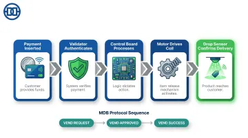 Vending machine vend cycle process flow from payment to product delivery five steps