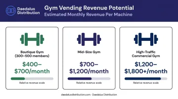 Gym vending machine monthly revenue potential by gym size comparison chart