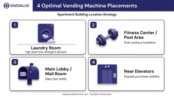 Four best apartment complex vending machine placement locations infographic