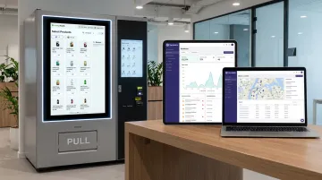 Vendekin Omnivend touchscreen combo vending machine interface with cloud dashboard