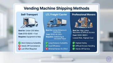Three vending machine shipping methods comparison self-transport LTL freight professional movers