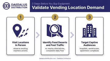 3-step vending machine location demand validation process for California operators
