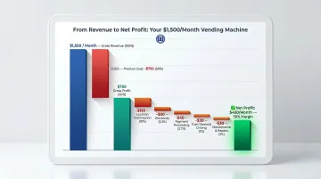 Vending machine gross to net profit margin cost breakdown waterfall chart