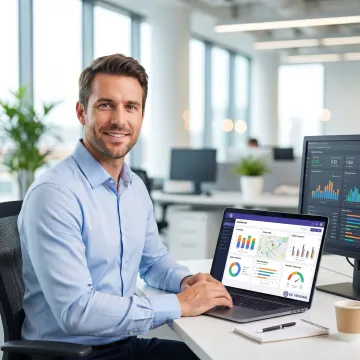 Operator reviewing vending software analytics