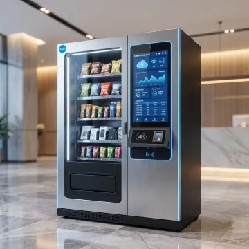 Connected smart vending machine with digital screen