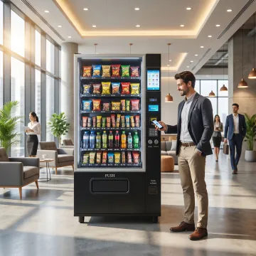Contactless vending machine in a commercial setting