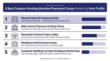 5 best campus vending machine placement zones ranked by foot traffic