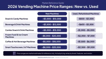 2026 vending machine price ranges by type new versus used comparison