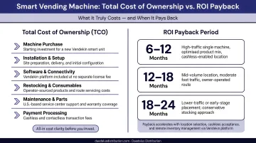 Smart vending machine total cost of ownership versus ROI payback period breakdown infographic