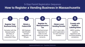 5-step Massachusetts vending business permit registration sequence process flow