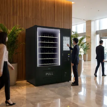 Technicians installing a vending machine
