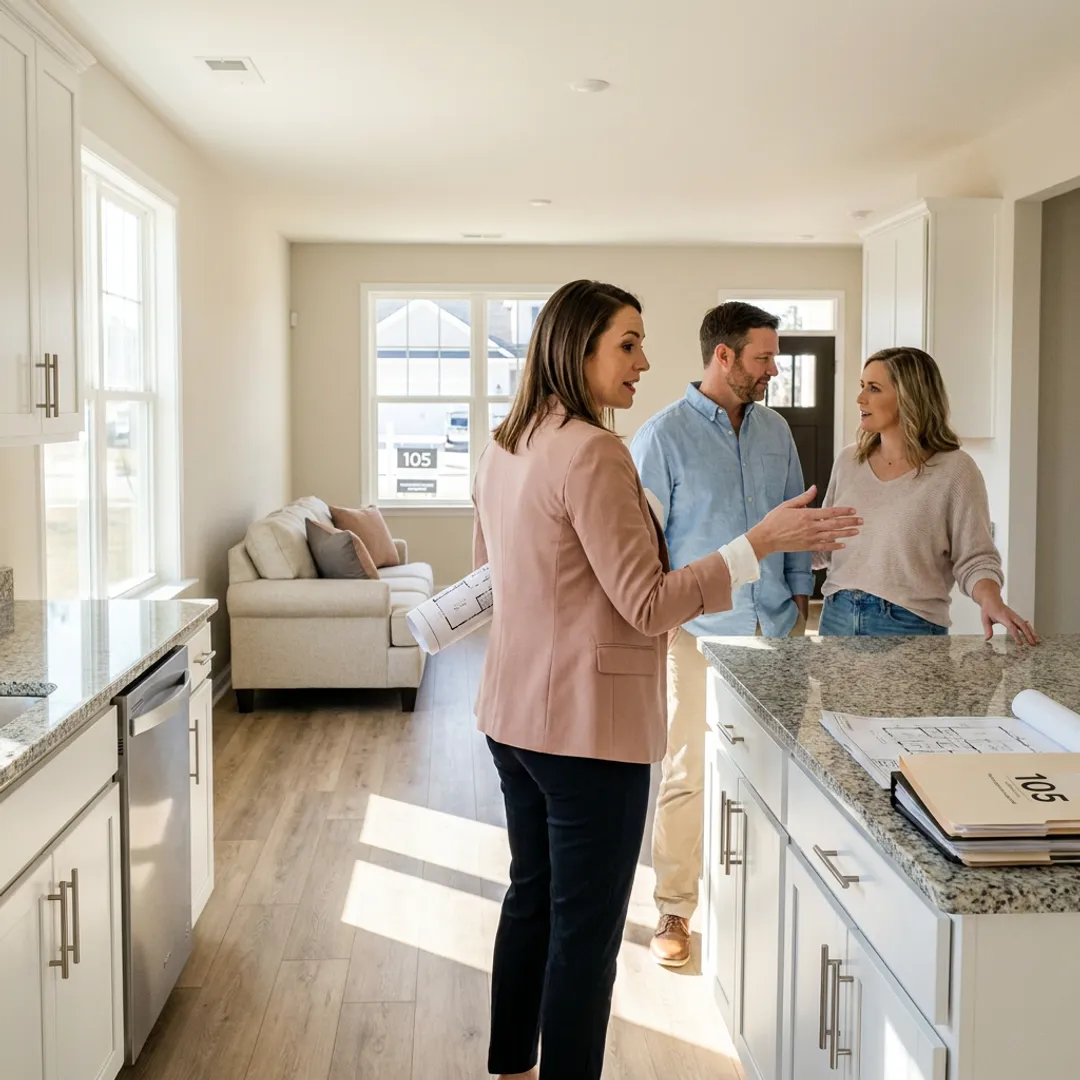 Buyer touring a new construction home