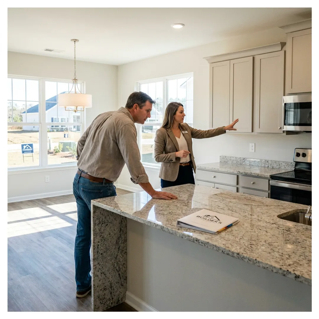 Buyer touring a new construction home