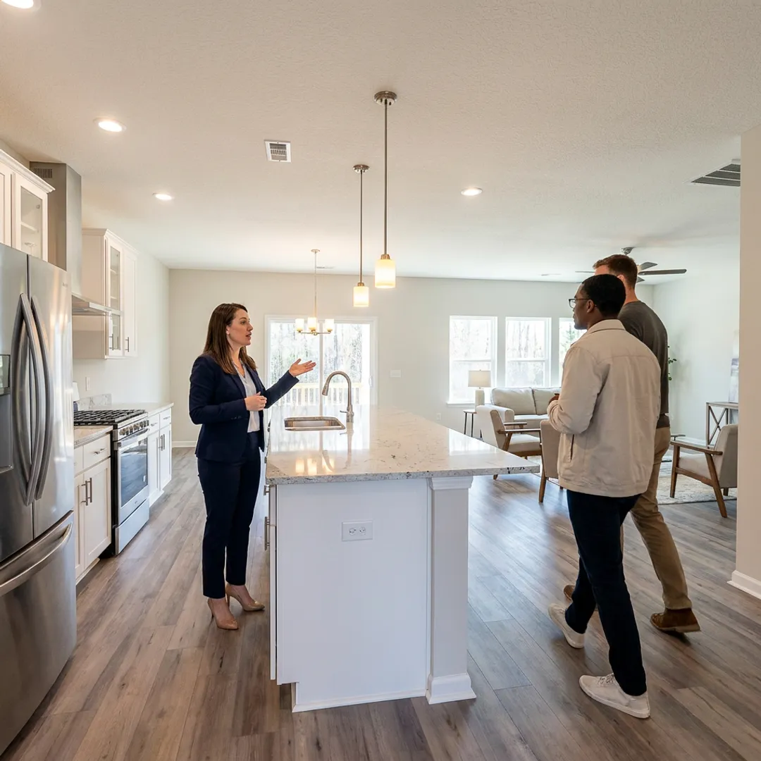 Buyer touring a new construction home