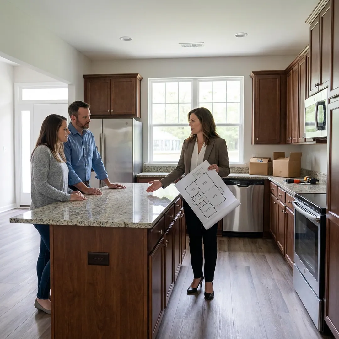 Buyer touring a Settlers Hammock new home