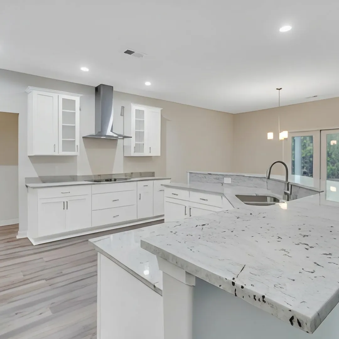 Open kitchen and living area in the Gwinnett Plan