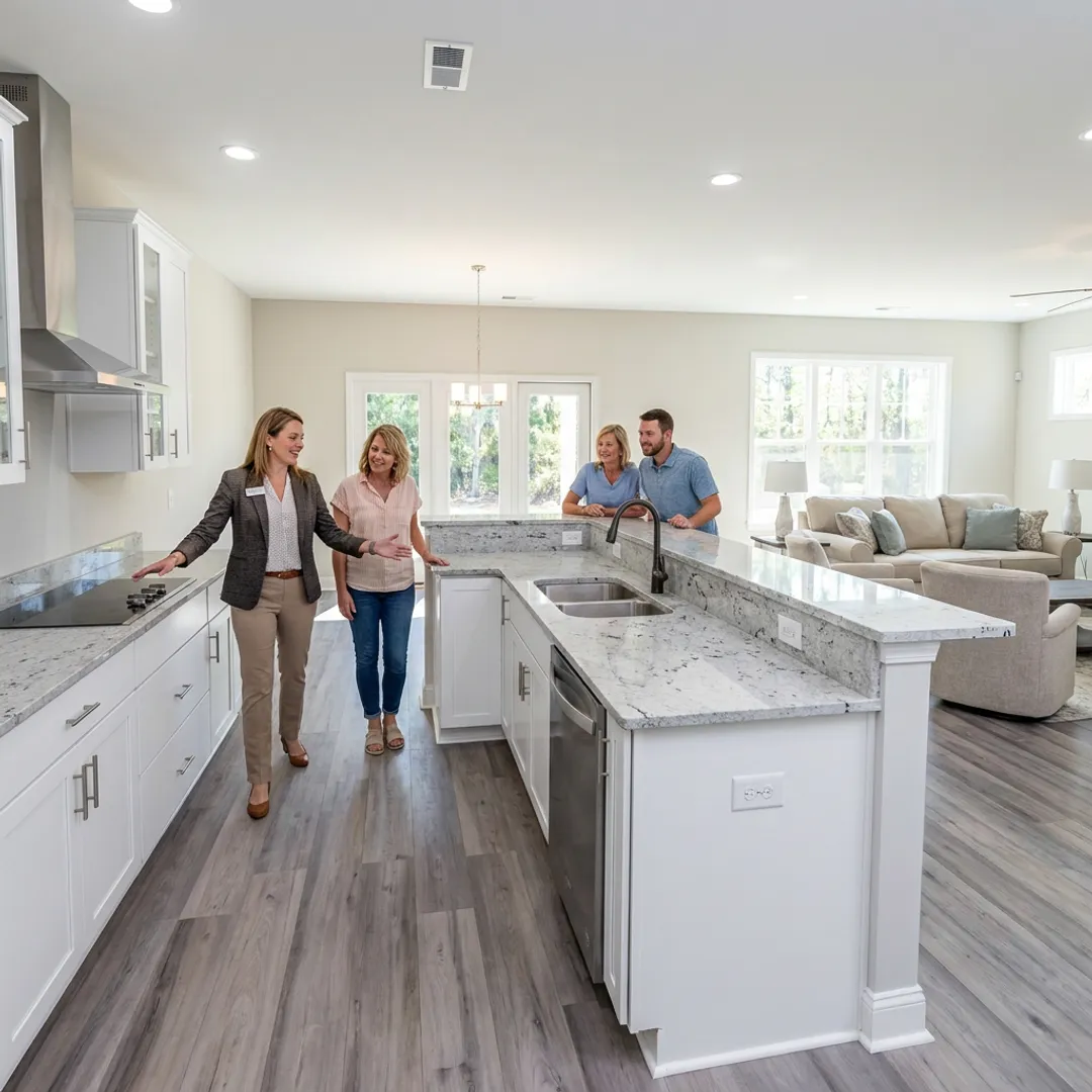 Buyer touring a new construction home