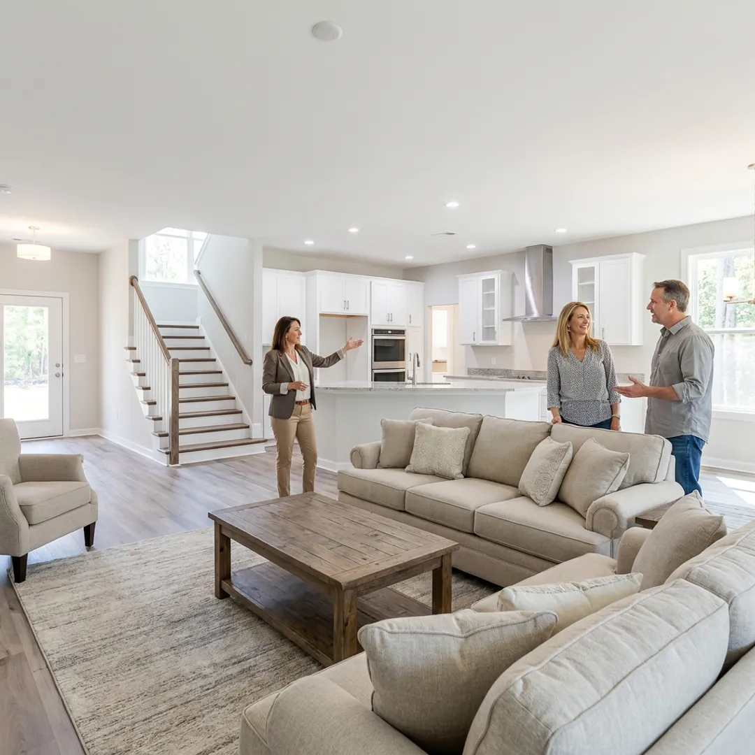 Homebuyer touring a new construction home