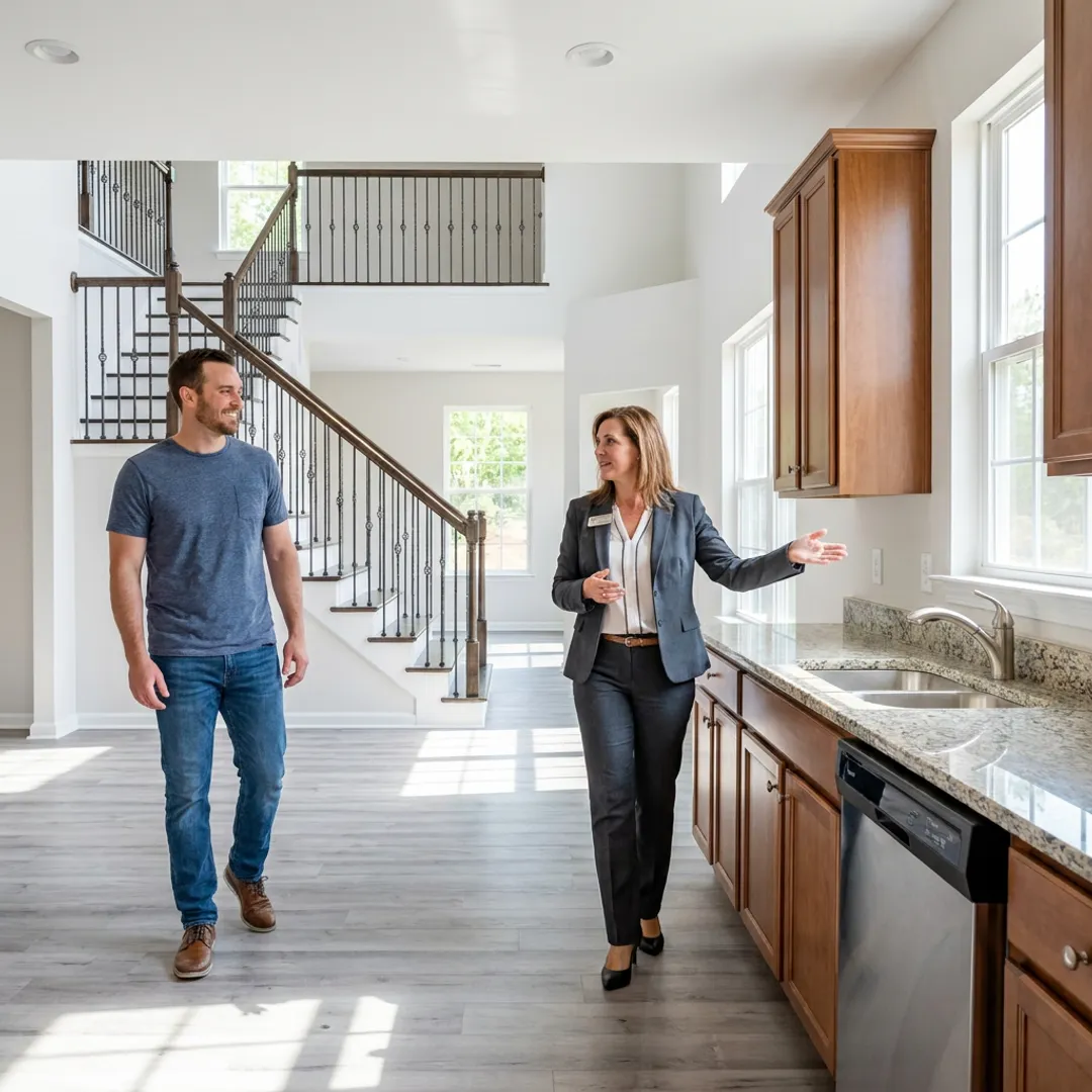 Buyer touring a new construction home