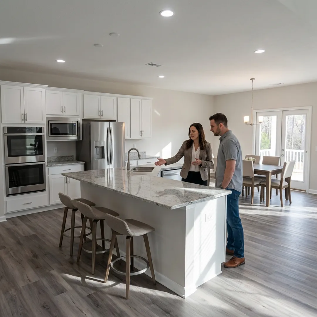 Buyer touring a new construction home