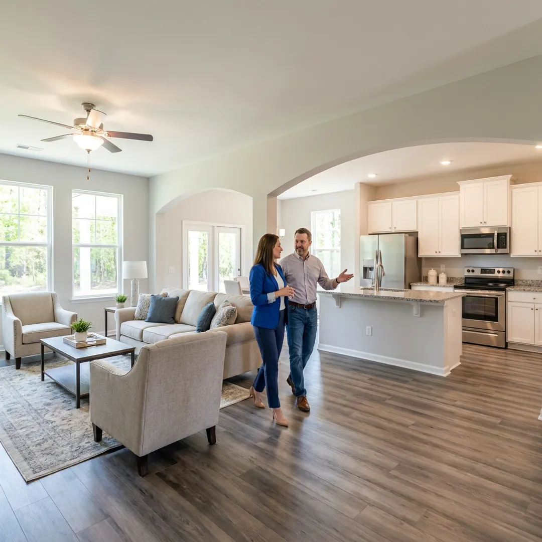 Buyer touring a new construction home