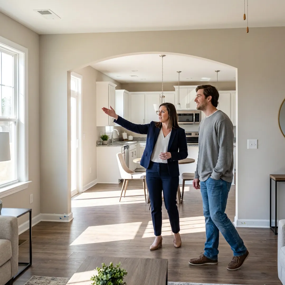 Buyer touring a new construction home in Kingsland