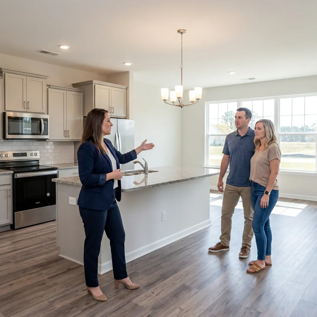 Buyer touring a new construction home