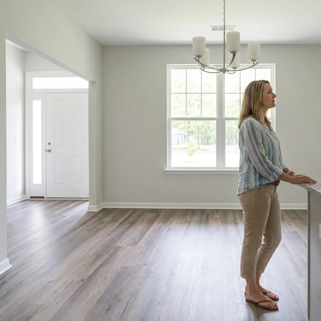 Buyer touring a new construction home in coastal Georgia