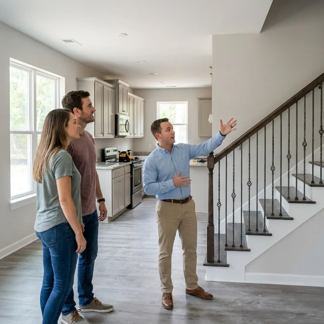 Buyer touring a new construction home