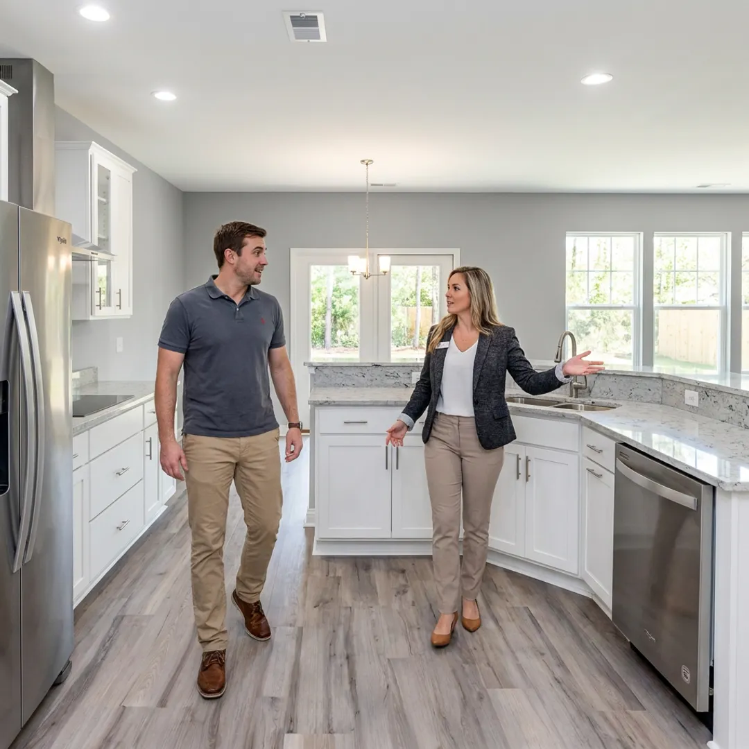 Buyer touring a new construction home in Kingsland Georgia