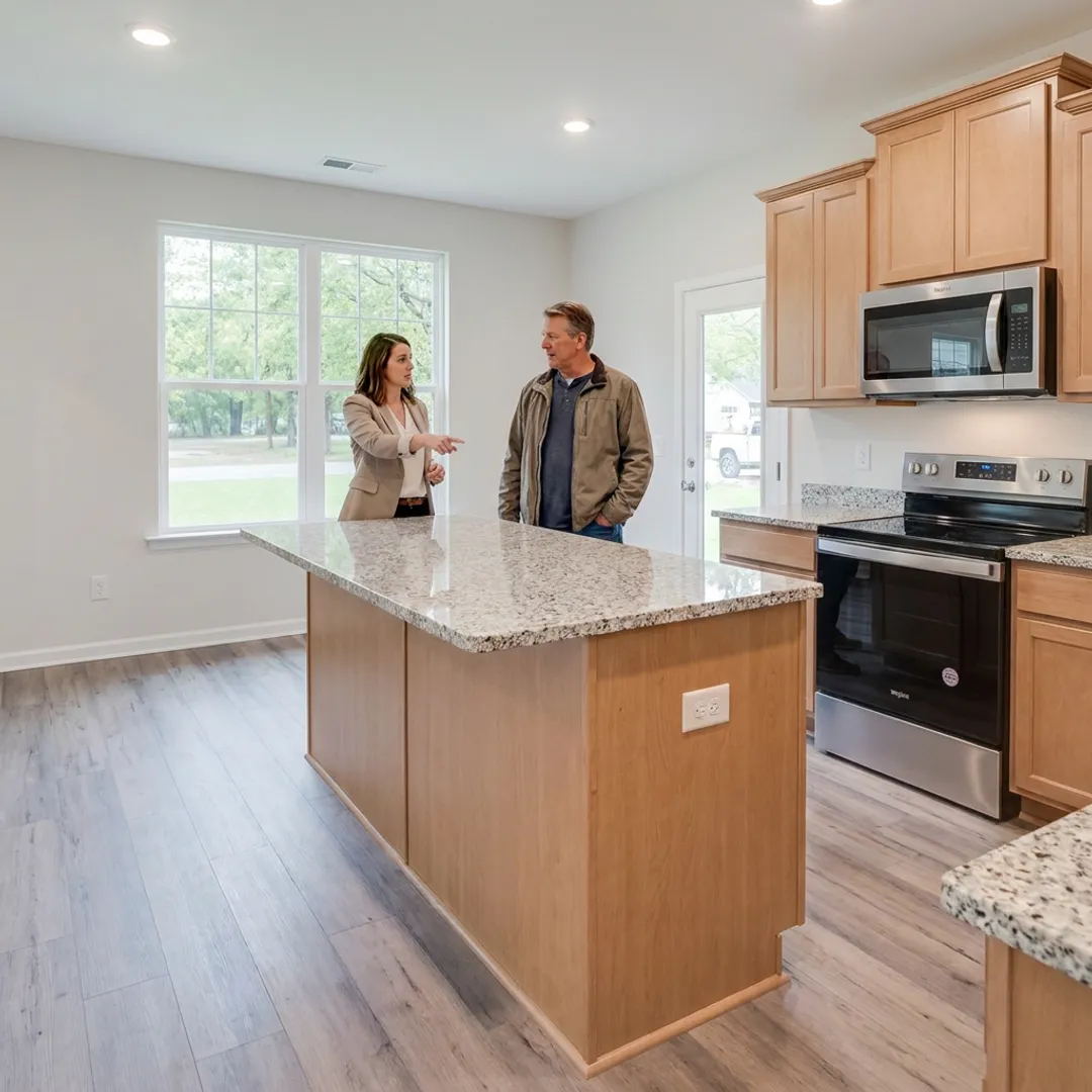 Buyer touring a new construction home
