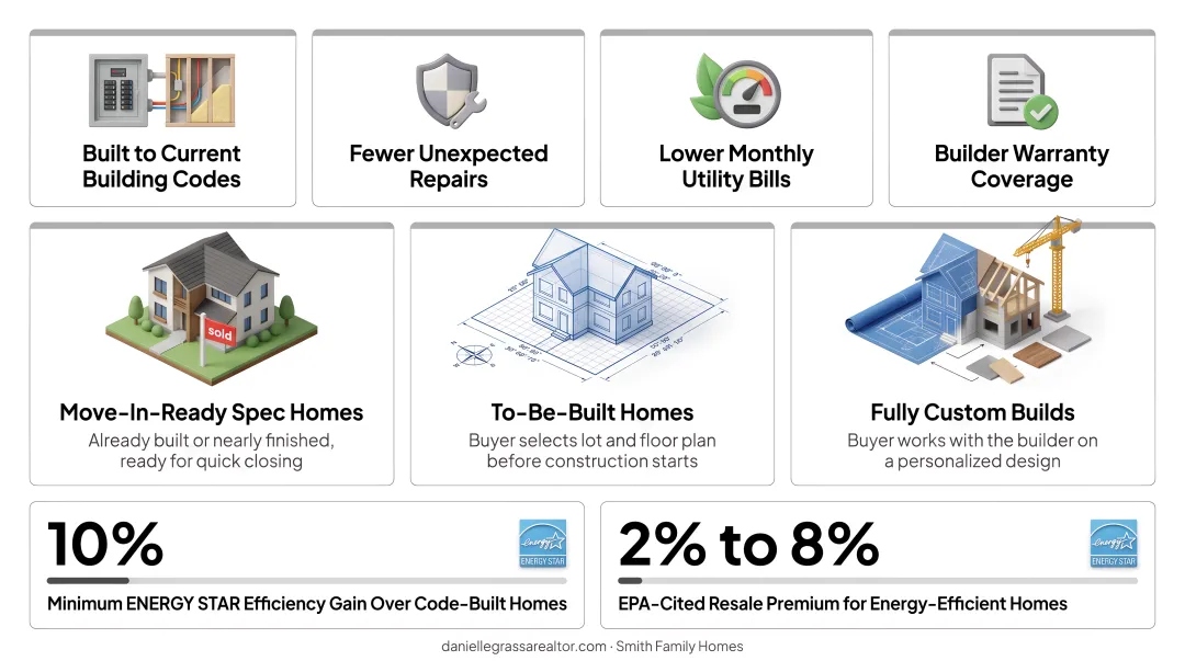 Three types of new construction homes spec to-be-built and custom