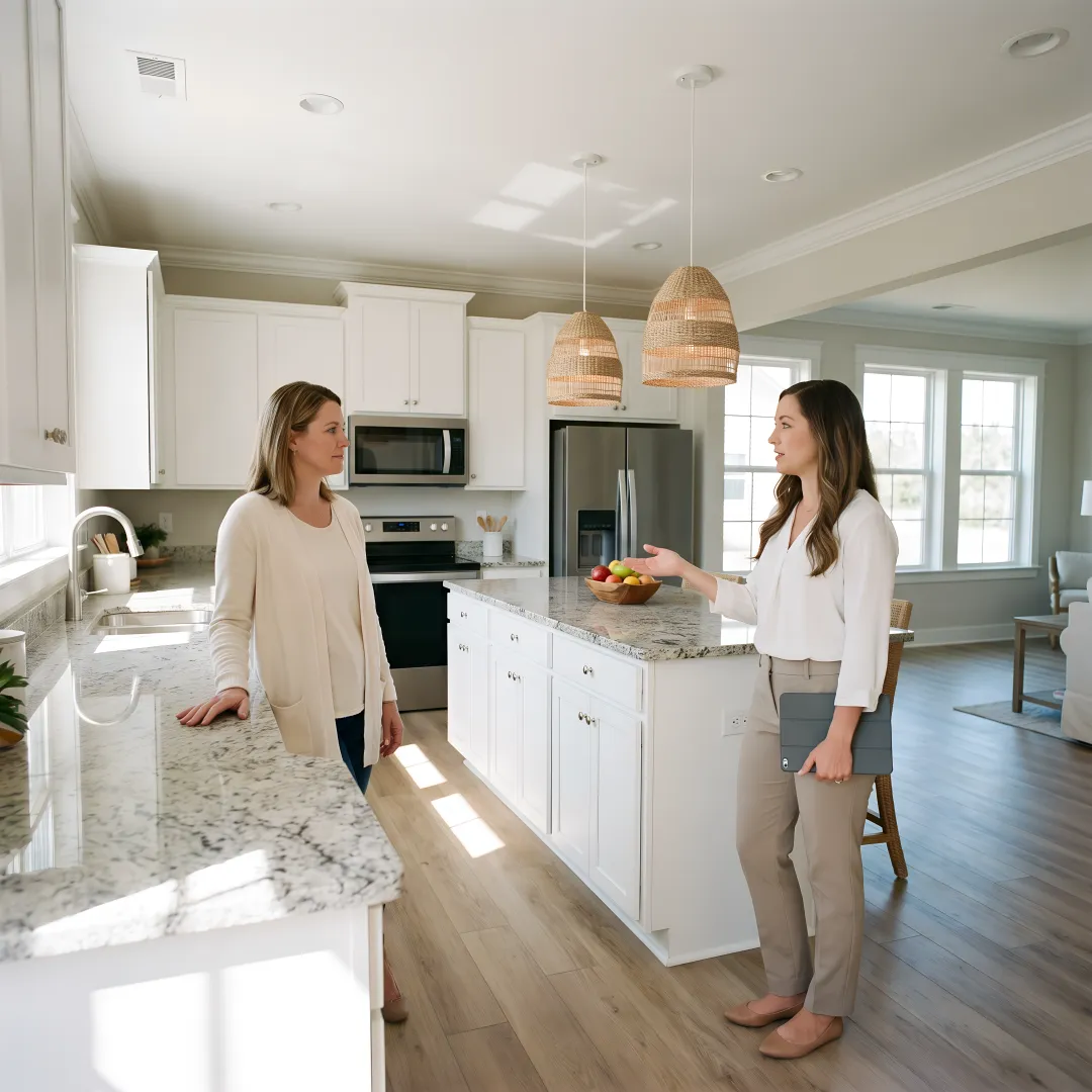 Buyer touring a new construction home