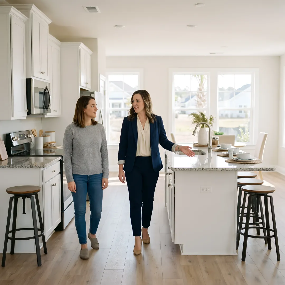 Buyer touring a new construction home