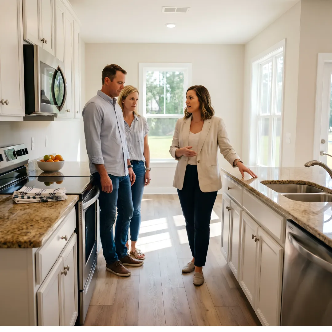 Buyer touring a new construction home