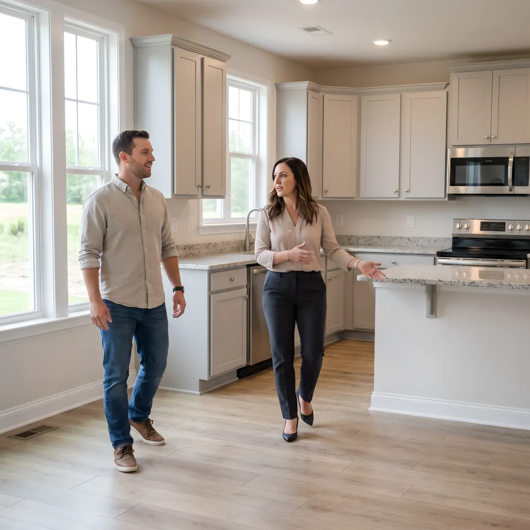 Buyer touring a new construction home in coastal Georgia