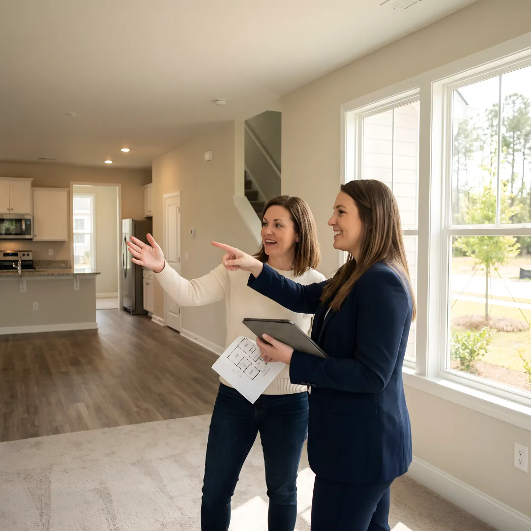 Buyer touring a new construction home in coastal Georgia